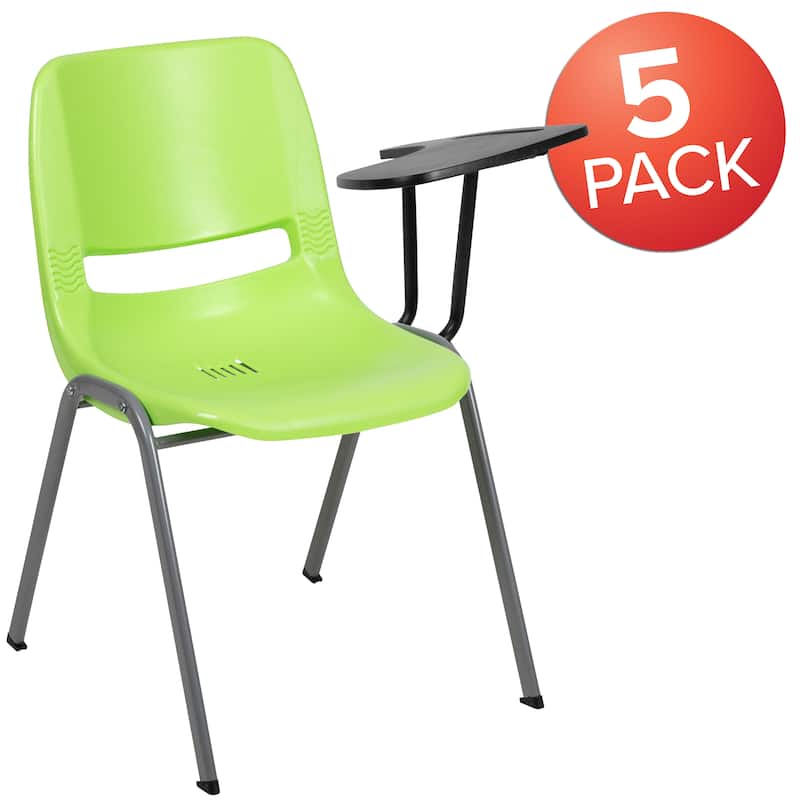 5 Pack Ergonomic Shell Chair with Left Handed Flip-Up Tablet Arm