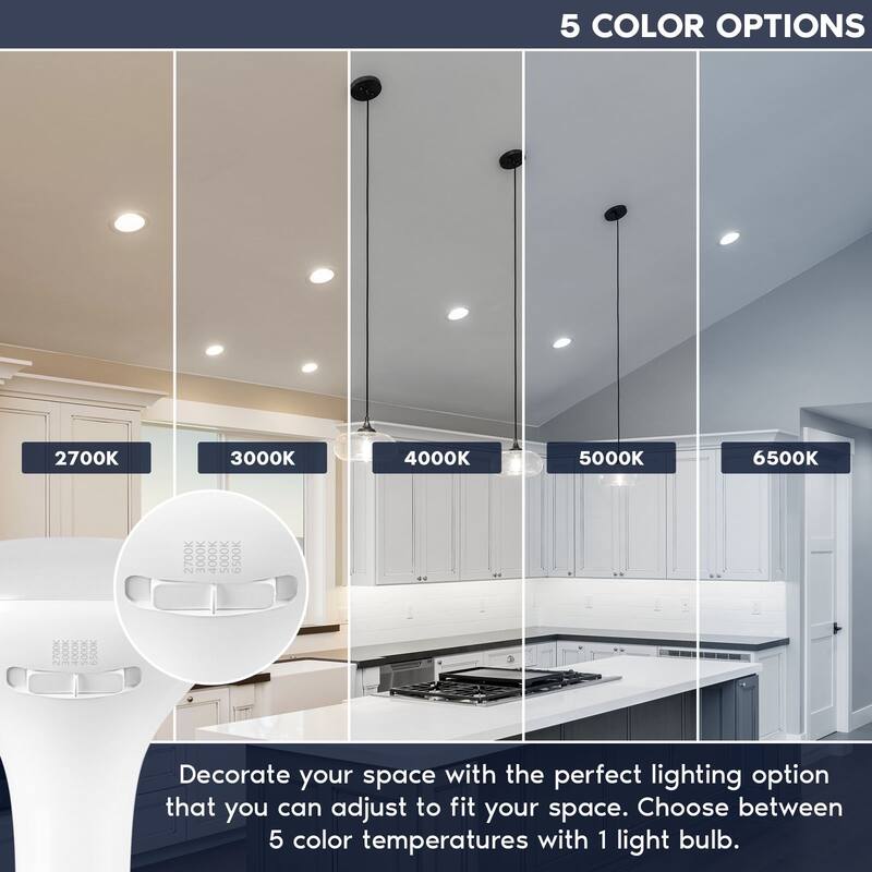 Luxrite BR30 LED Light Bulb 10W=85W 5CCT Dimmable 850LM LED Flood Light Bulb E26 Base 12-Pack