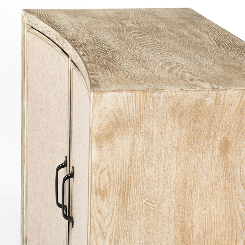 Bellefontaine Natural Fir Veneer & Fabric w/ Graphite Frame & 2 Doors Accent Cabinet