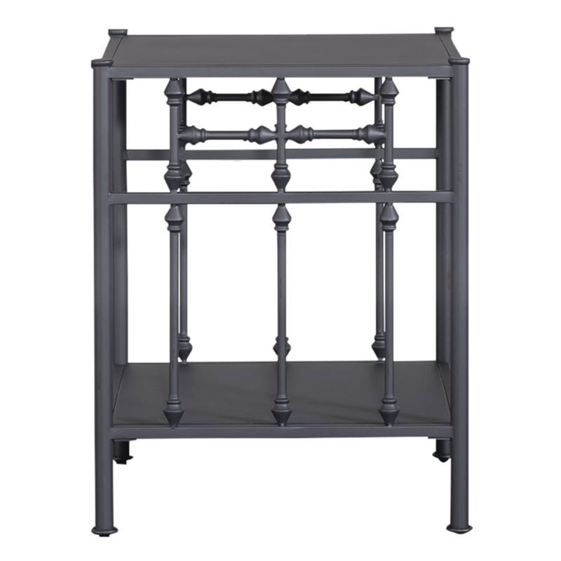 Vintage Series Distressed Metal Open Nightstand - Black