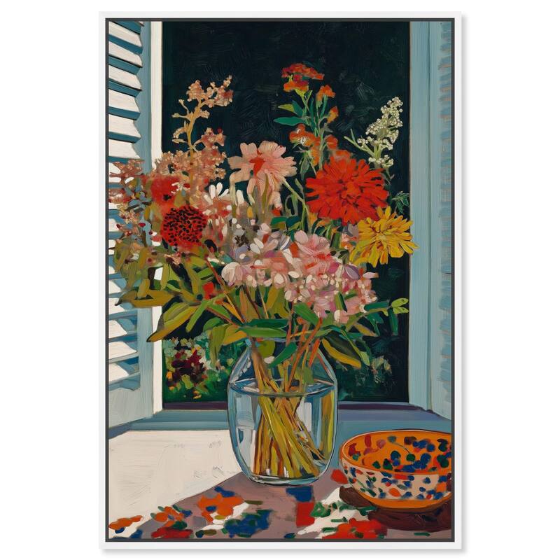 Vase on a Windowsill Canvas by Art Remedy - 36" x 54" - White