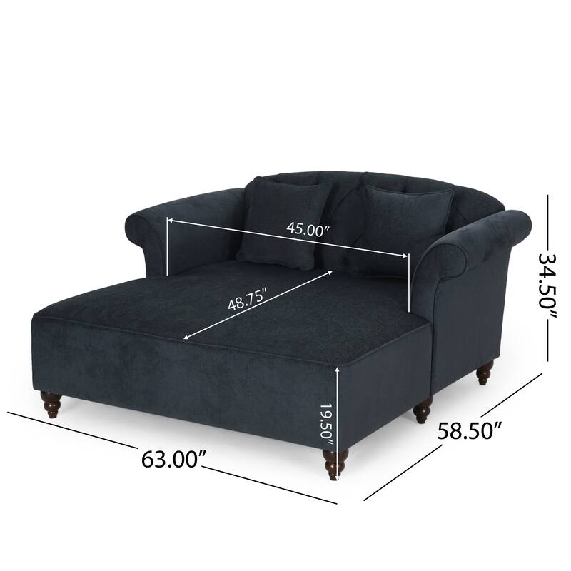 Modern 66" Upholstered Loveseat Chaise Lounges Chair with Birch Wood Legs and Pillows