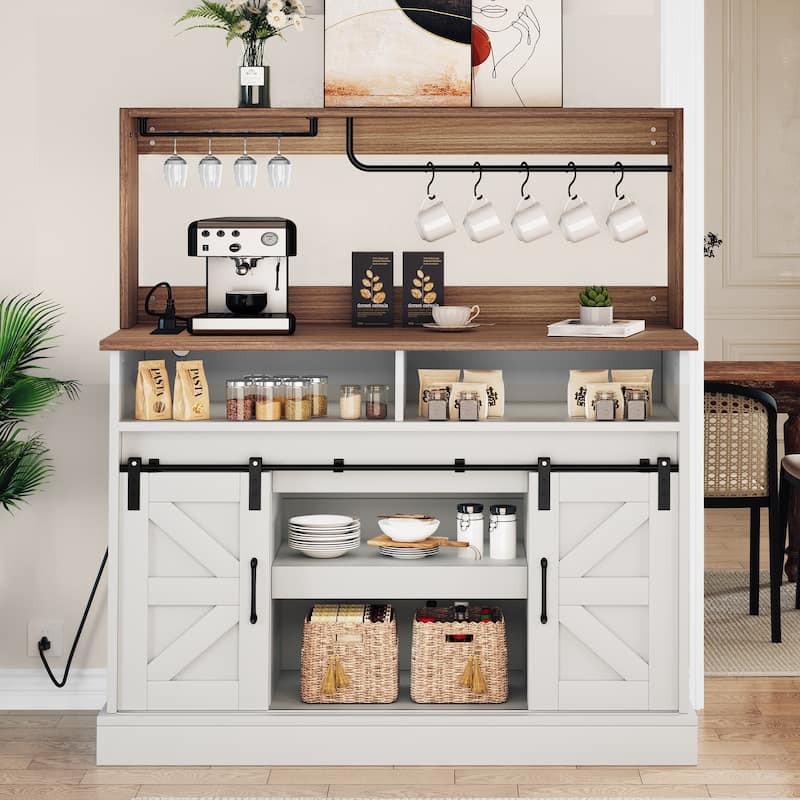 Moasis 47.2" Wine Bar Cabinet Rack Small Sideboard Buffet - 47.2"L x 15.1"W x 51.5"H