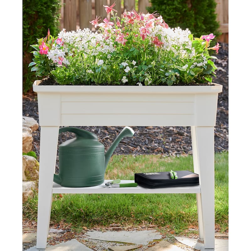 Southern Patio Raised Planter with Storage Shelf, 40-Quart Capacity