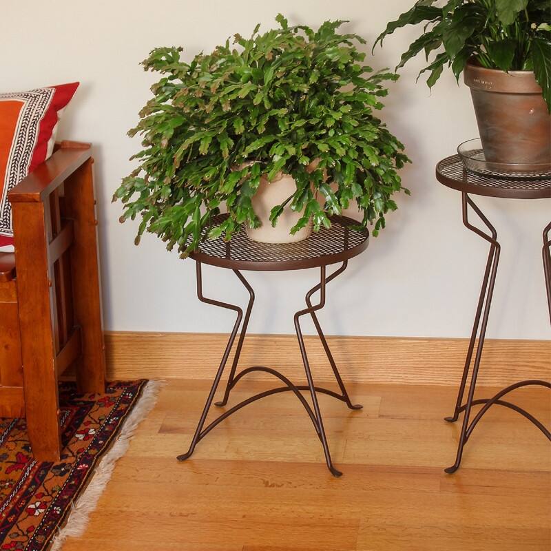 Achla Designs 18.5" H Round Roman Bronze Wrought Iron Capri Plant Stand, Powder Coated Finish, Indoor Outdoor Use, Side Table