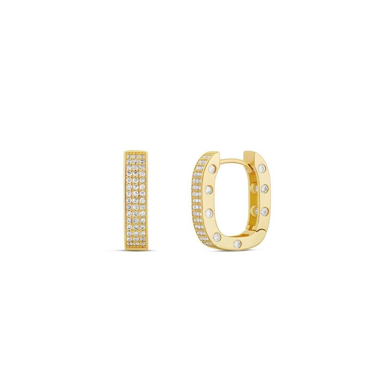 SHYMI Chunky Pave Horseshoe Hoops - Gold