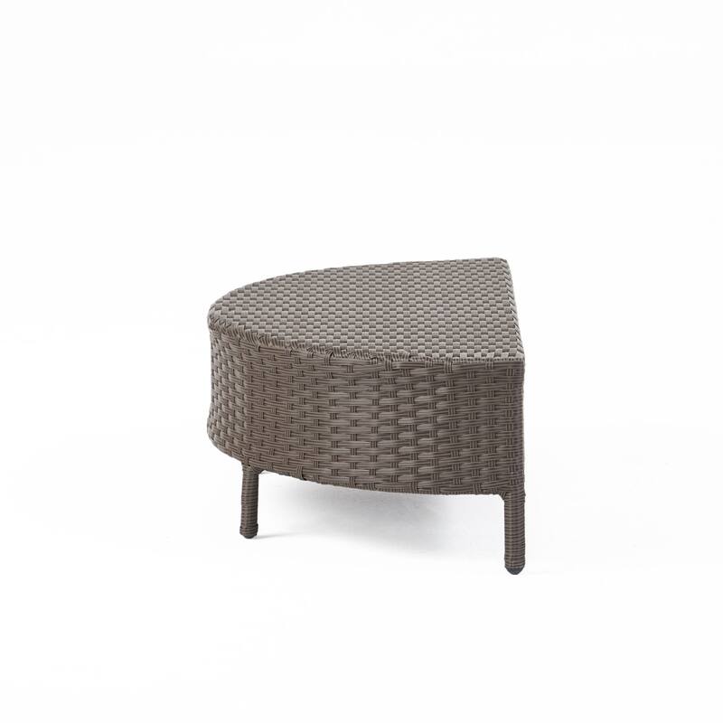 Newton Outdoor Half-Round Coffee Table - Wicker - Gray by Christopher Knight Home