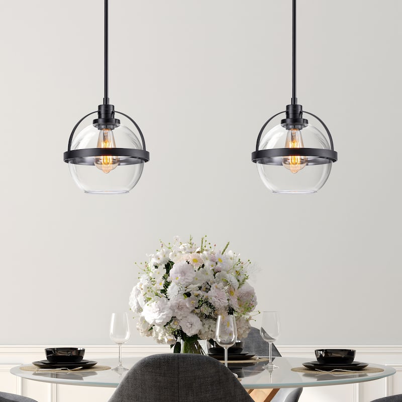 Starsky 1-Light 9in. Modern Globe Chandelier Single Glass Pendant Light(Set of 2)