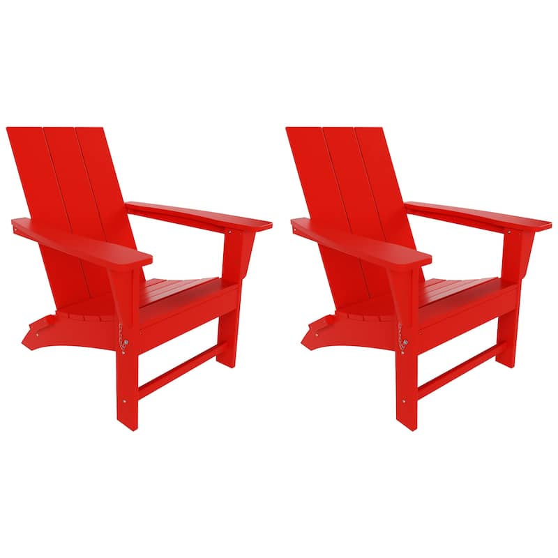 Polytrends Shoreside Folding Poly Eco-Friendly All Weather Outdoor Adirondack Chair (Set of 2)