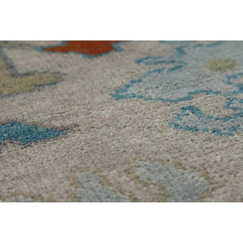 All-Over Grays Oushak Indian Area Rug Hand-Knotted Wool Carpet - 7'11" x 9'11"