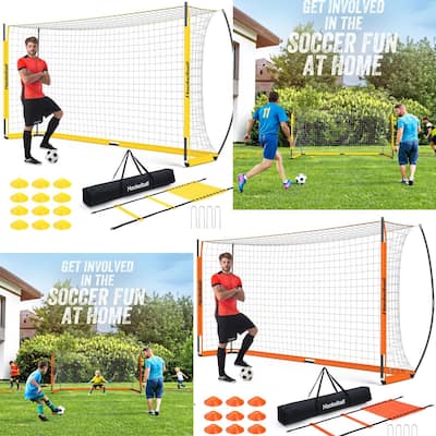 12x6ft Portable Haokelball Soccer Goal with 12 Cones, Agility Ladder, and Carry Bag for Backyard