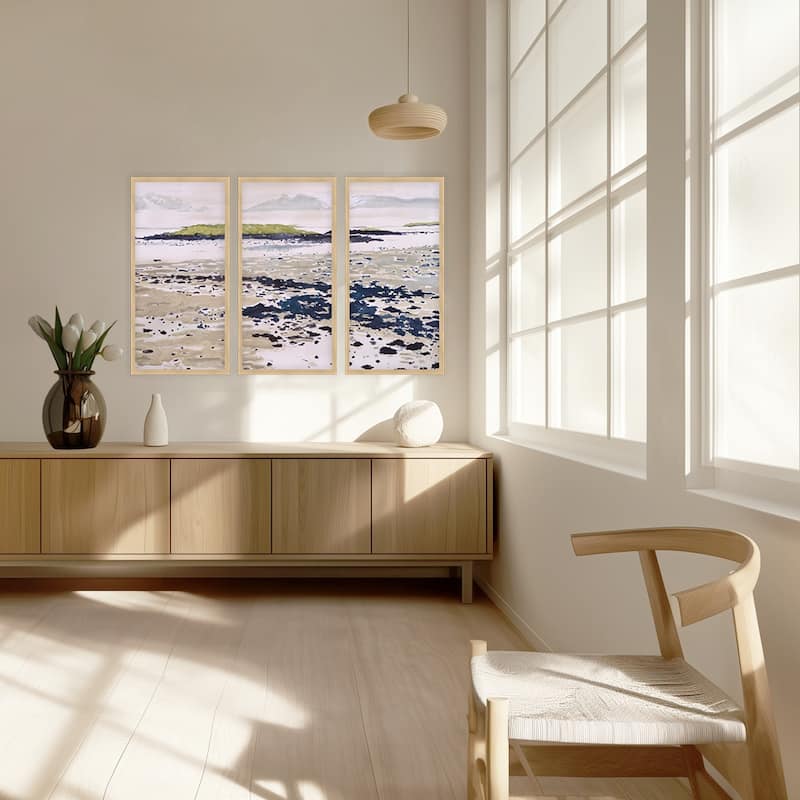 "Ethereal Shores" Set of Three Framed Textured Wall Art - Multi-Color