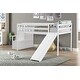 preview thumbnail 3 of 5, White Twin Size Pine Wood Loft Bed with Staircase, Storage, Slide, Full-length Safety Guardrails