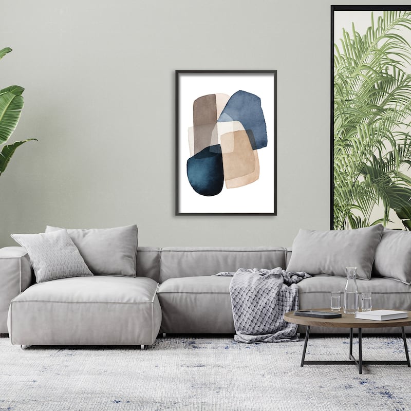 "Blue Brown Blocks" Framed Print Wall Art by Kathrin Pienaar