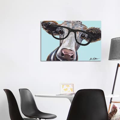 iCanvas "Cora The Cow With Glasses" by Hippie Hound Studios Canvas Print