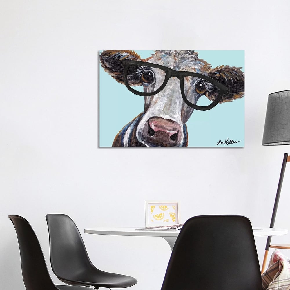 iCanvas "Cora The Cow With Glasses" by Hippie Hound Studios Canvas Print