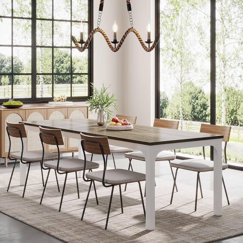 78.7" Rectangle Wood Dining Table, Long Kitchen Table for Living/Dining Room