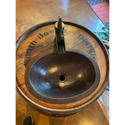 Rustic 16" Oval Copper Bathroom Sink by SimplyCopper - 16" x 12" x 4.5"