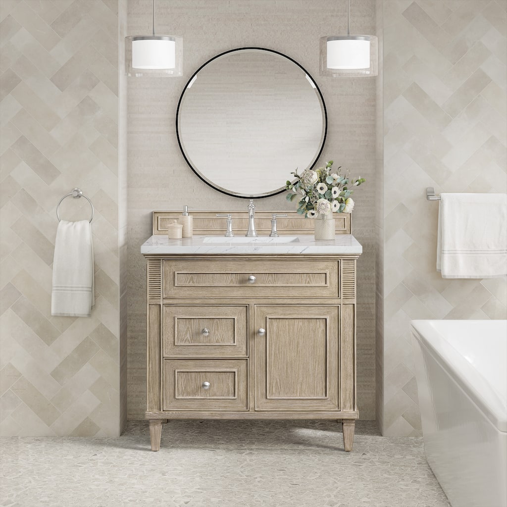 James Martin Vanities Lorelai 36" Single Vanity, Whitewashed Oak
