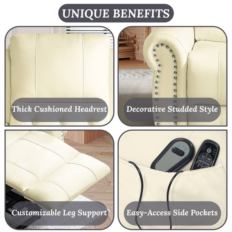 Luxury Air Leather Power Lift Recliner Chair with Heat & Massage – Perfect for Elderly Assistance