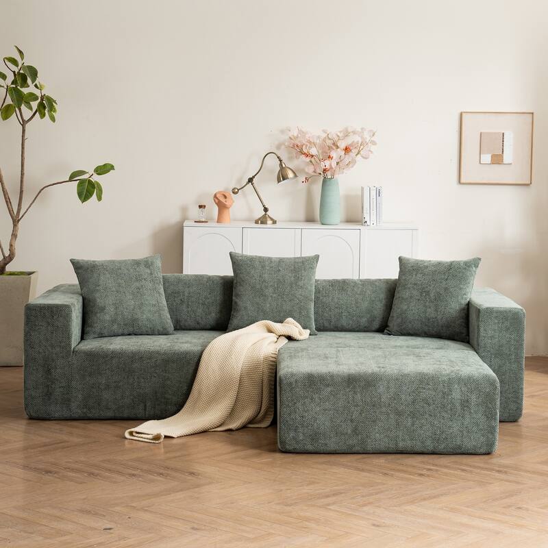 Modular L-Shaped Cloud Sofa, Soft Chenille Cushion, No Assembly Needed