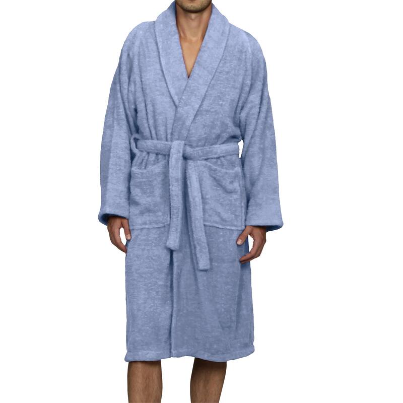 100% Cotton Soft Terry Adult Unisex Lightweight Bathrobe by Superior - Extra Large - Blue