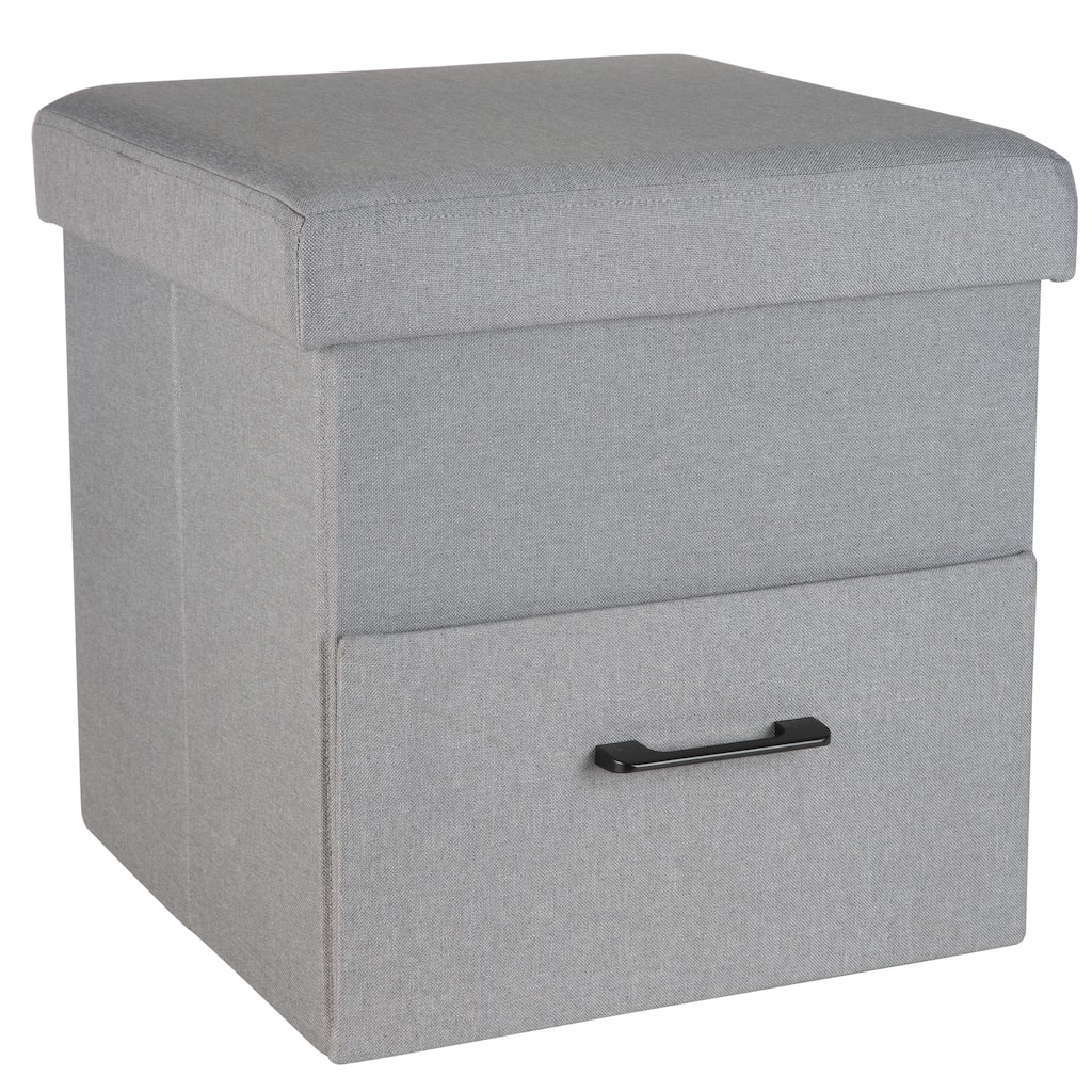 Simplify Collapsible Storage Ottoman with Drawer in Grey
