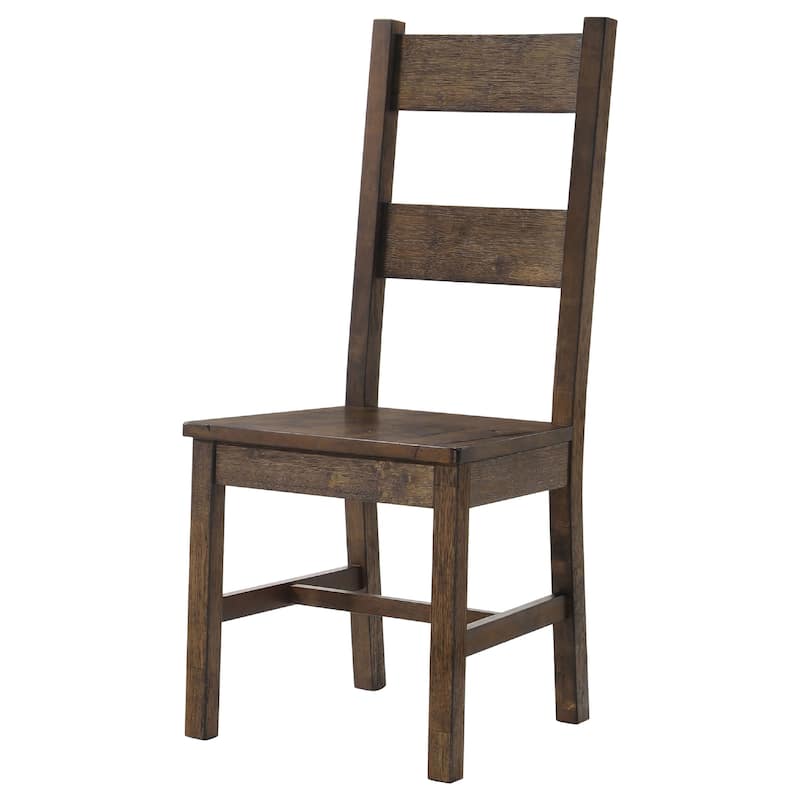 Caly 5pc Dining Table Set, Golden Brown, 4 Side Chairs, Beige Seats