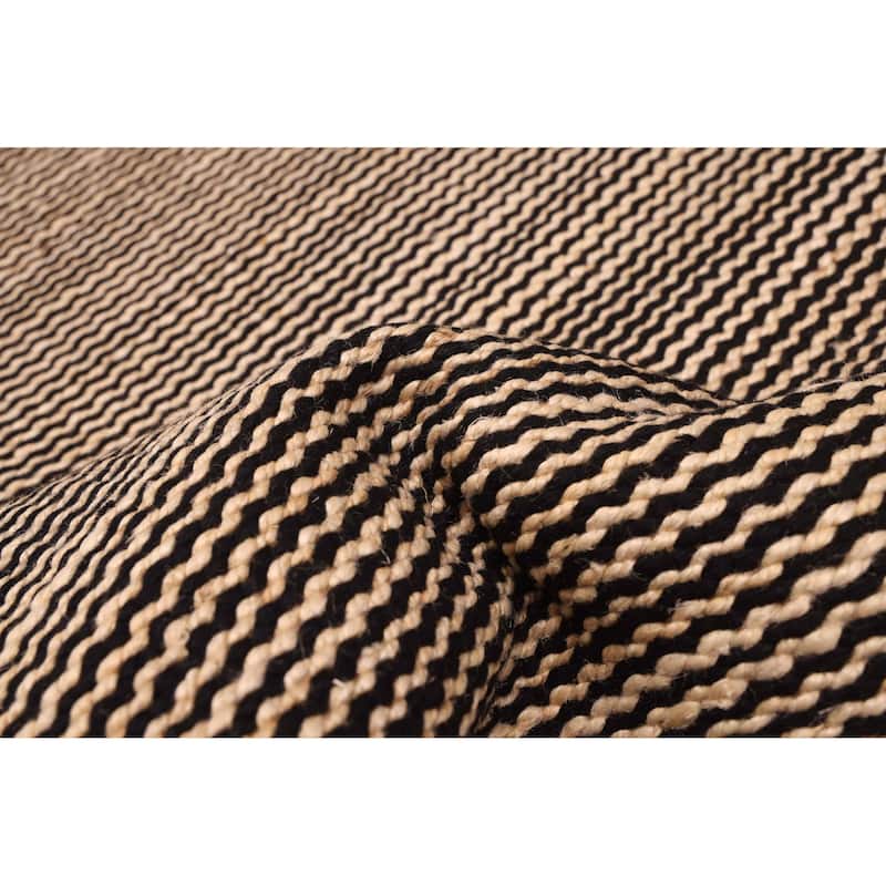 ECARPETGALLERY Braided Weave Palas Denizli Black, Tan Rug - 5'3 x 7'8