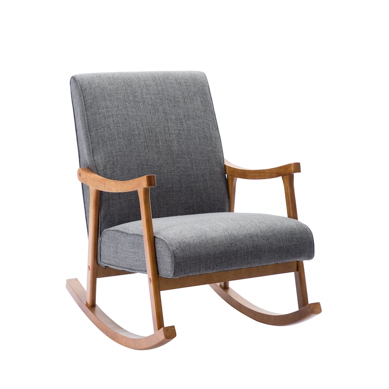 Porthos Home Hayes Fabric Rocking Accent Chair with Rubberwood Legs - Grey