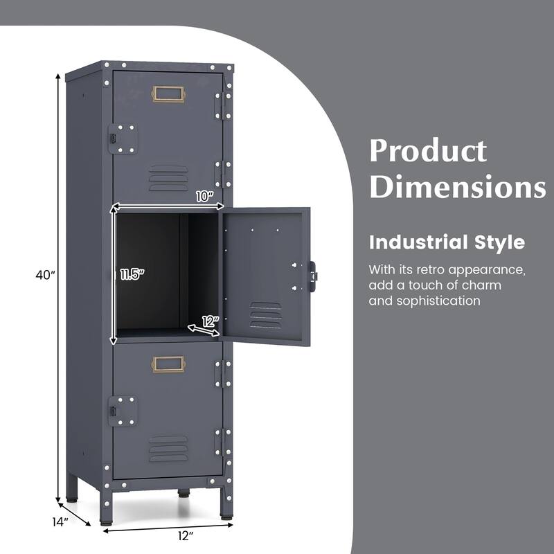 Gymax Metal Storage Locker 40'' Industrial Cabinet w/ 3 Lockable Doors