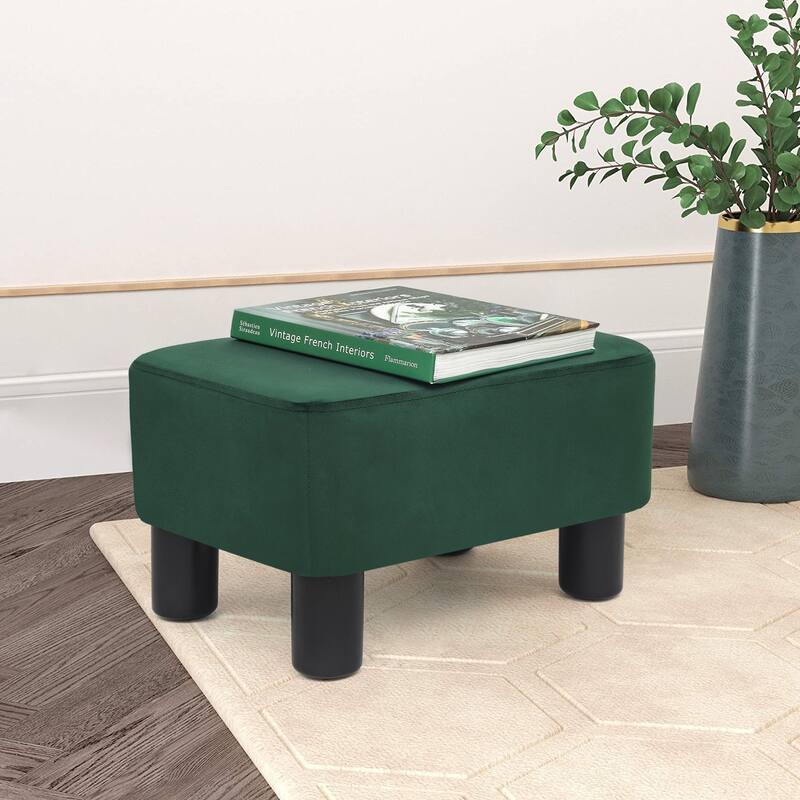 Adeco Footstool Ottoman Fabric Footrest Modern Rectangular Stool