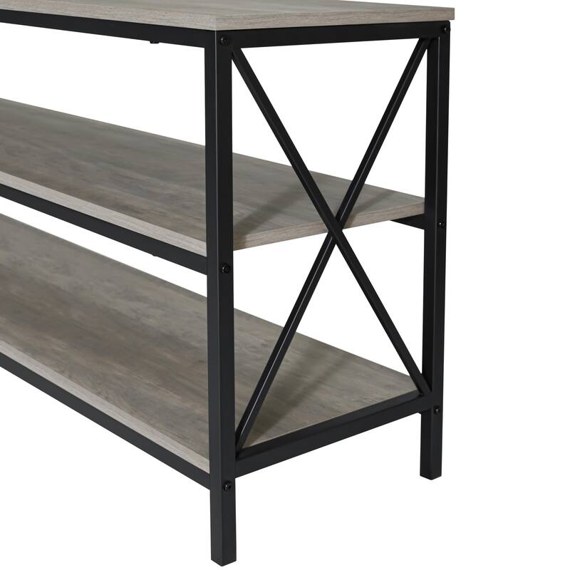 Industrial 57.8-Inch Wide Wood TV Stand Media Console