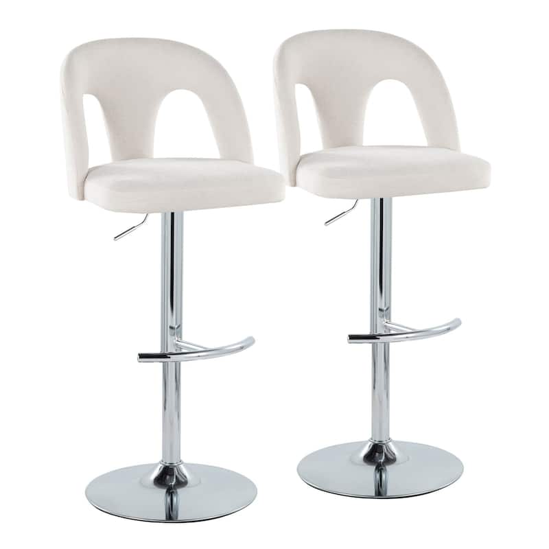 Ava Upholstered Adjustable Barstool - Set of 2 - White
