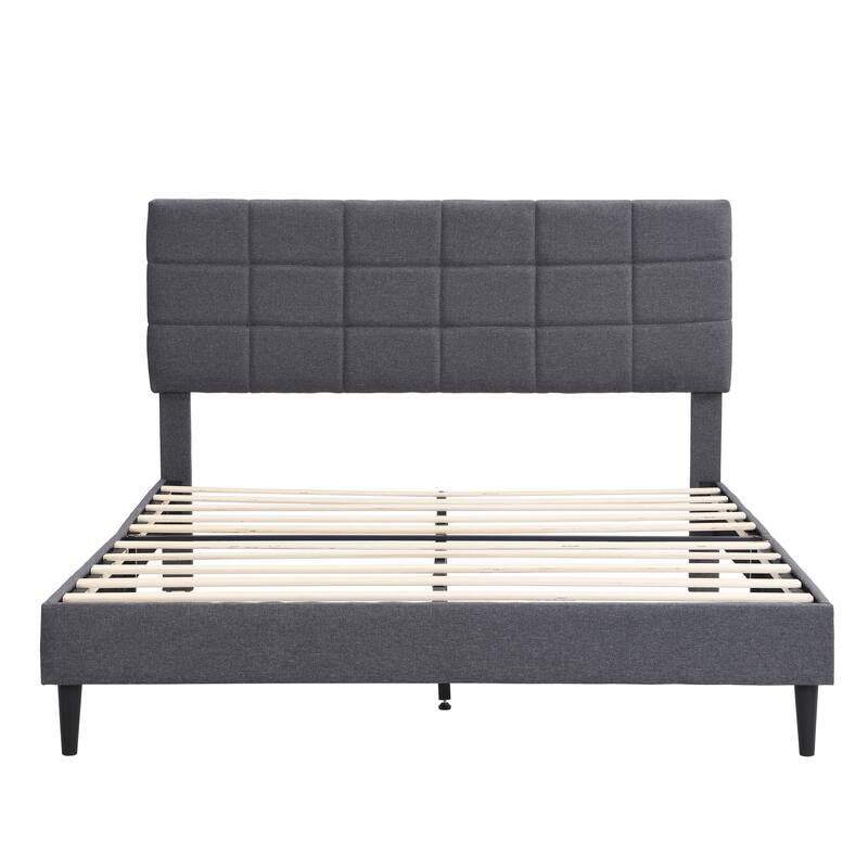 Platform Bed Frame with Fabric Upholstered Headboard