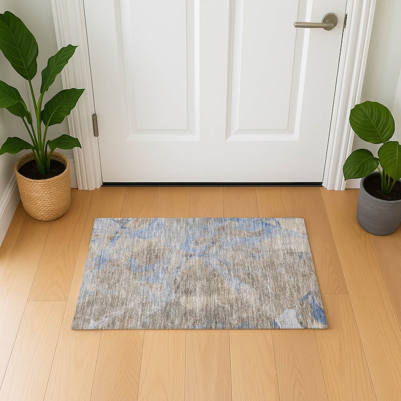 Premium Washable Super Soft Abstract Watercolor Mayfield Rug - Taupe - 1'8" x 2'6"