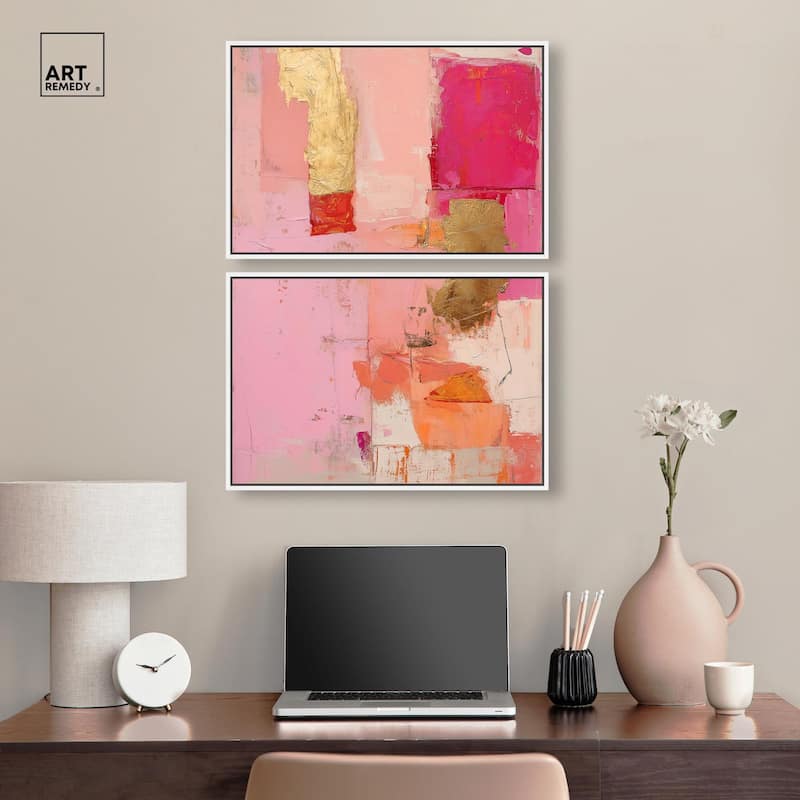 Petal Patchwork I Canvas Set of 2 by Art Remedy