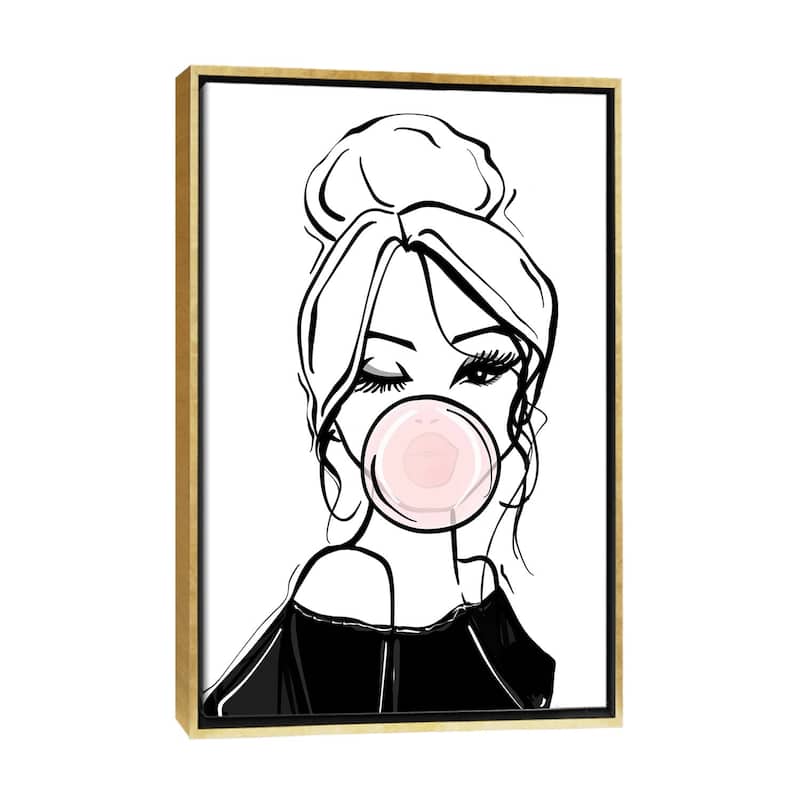 iCanvas "Bubble Gum Wink" by Sabina Fenn Framed Canvas Print - Gold - 40x26