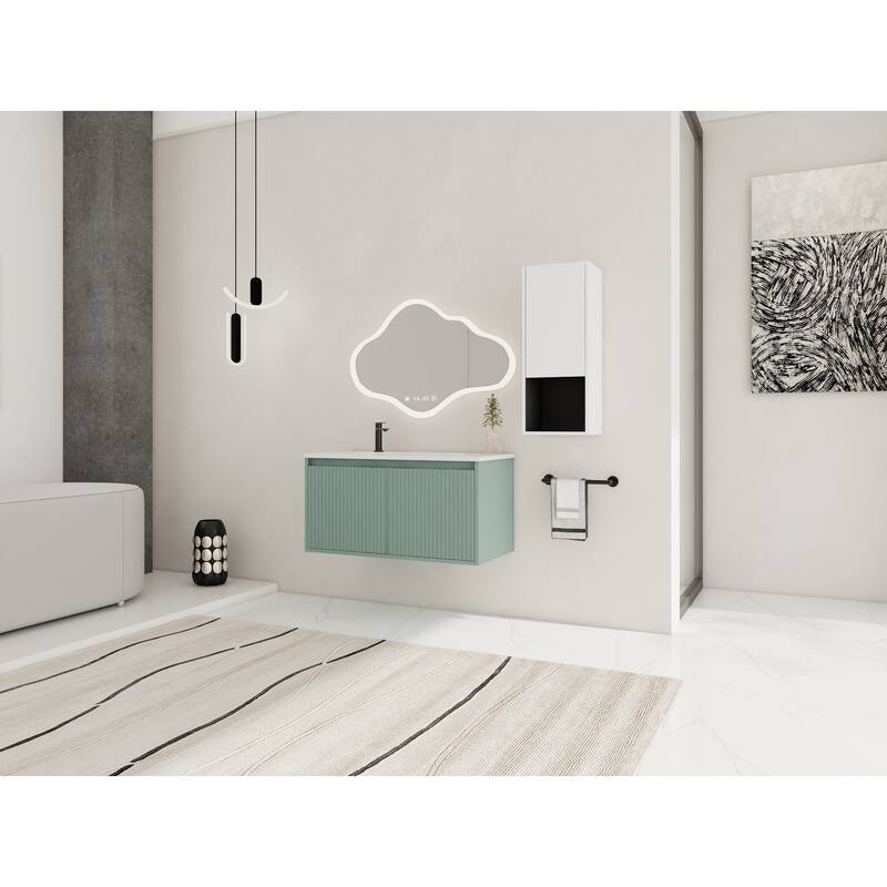 36" Floating Bathroom Vanity with Drop-Shaped Resin Sink