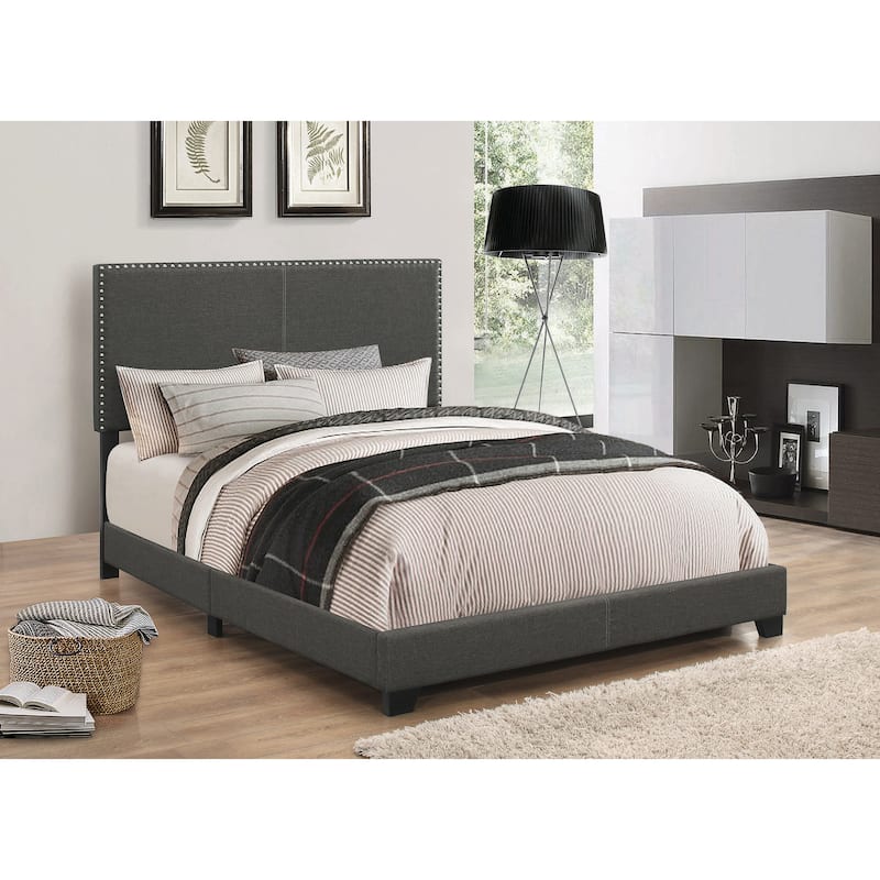 Guyancourt Upholstered Bed with Nailhead Trim - Charcoal - Full
