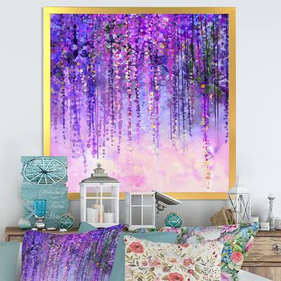 Designart "Spring Purple Flowers Wisteria Tree In Blossom" Traditional Framed artwork