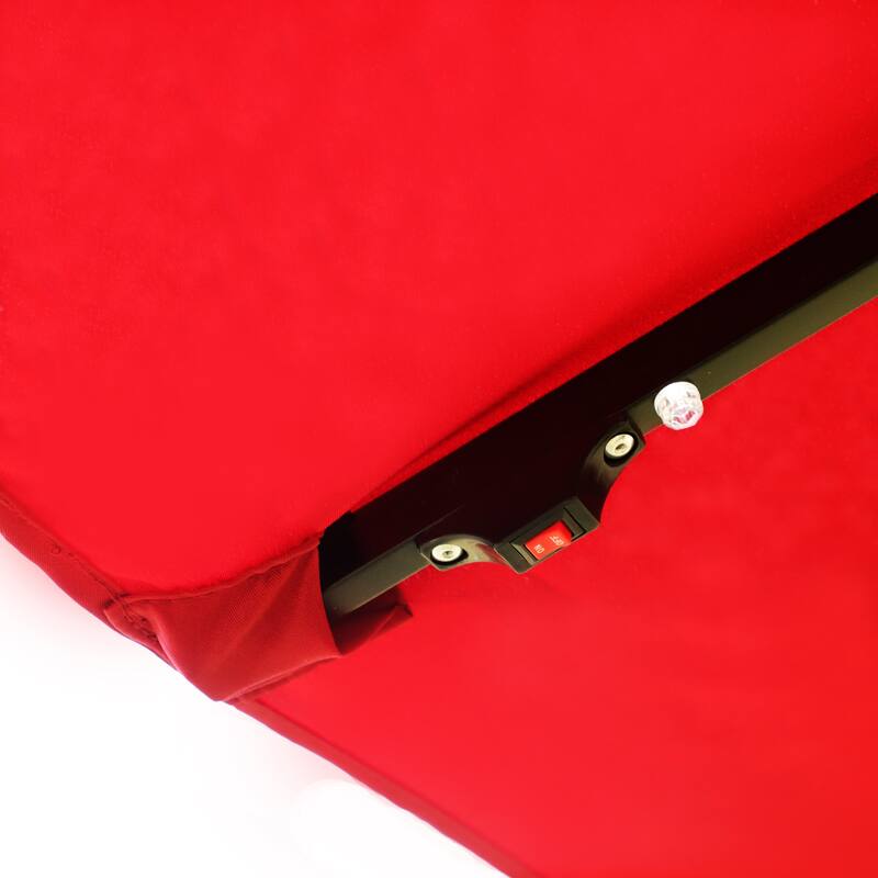 15x9ft Large Double-Sided Rectangular Outdoor Twin Patio Market Umbrella with light and base, red