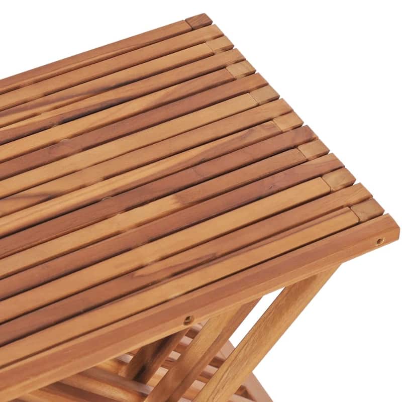 vidaXL Folding Stool 15.7"x12.6"x17.7" Solid Teak Wood - 15.7" x 12.6" x 17.7"
