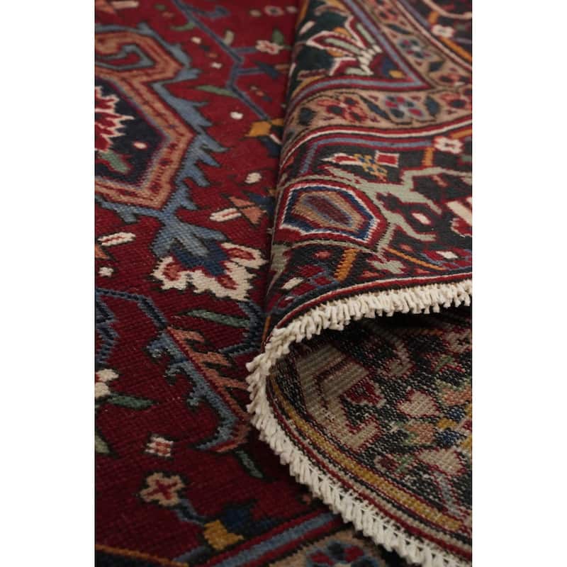 Hand Knotted Oriental 100% Wool Carpet Traditional Medallion Red Heriz Area Rug - 10' 7'' X 7' 5''