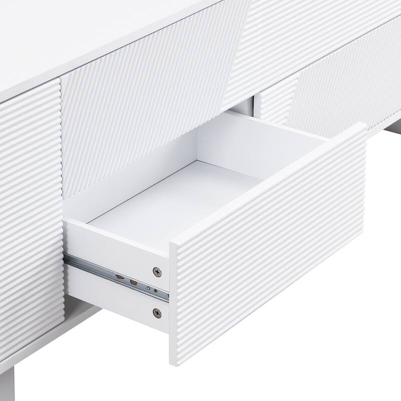 70.8" Modern TV Stand for TVs up to 75 Inches, Entertainment Center with Storage Cabinets, 4 Drawers and a Metal Center Leg