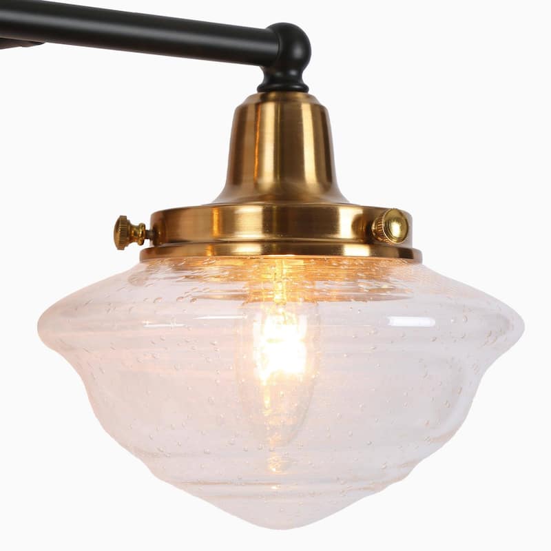 1/2/4-Light Modern Black Gold Bathroom Vanity Light Schoolhouse Glass Wall Sconce