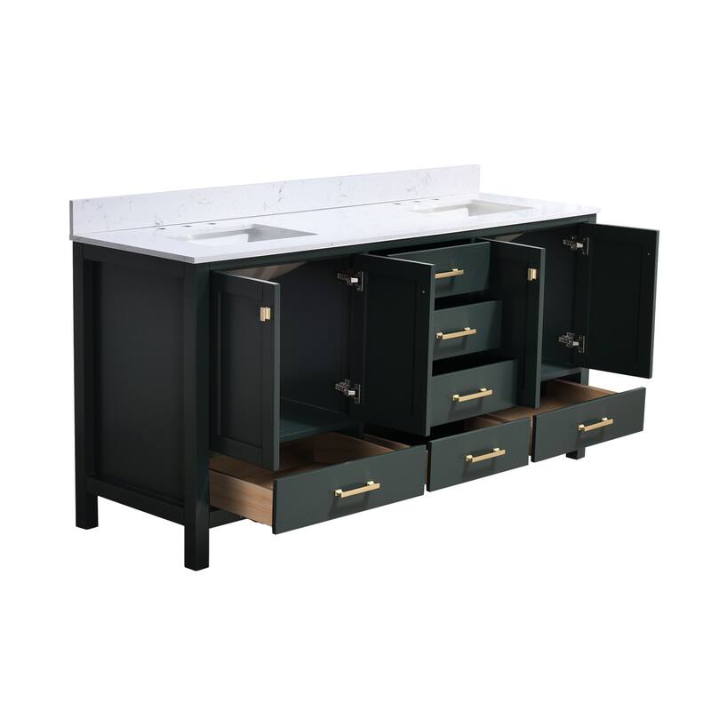 StarrySky 72 inch Undermount Double Sink Bathroom Vanity with Engineered Carrara Marble Top