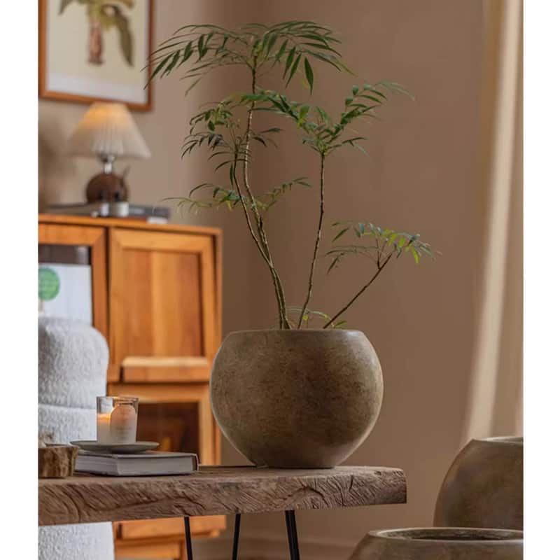 RusticReach Round Magnesium Clay Planter