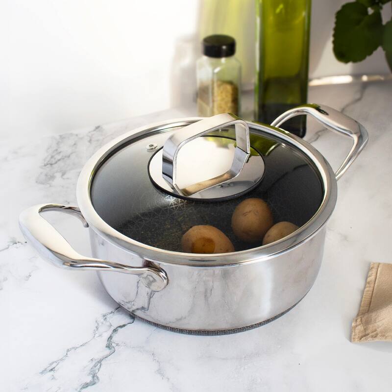 DiamondClad Hybrid Nonstick Stainless Steel Stock Pot with Lid
