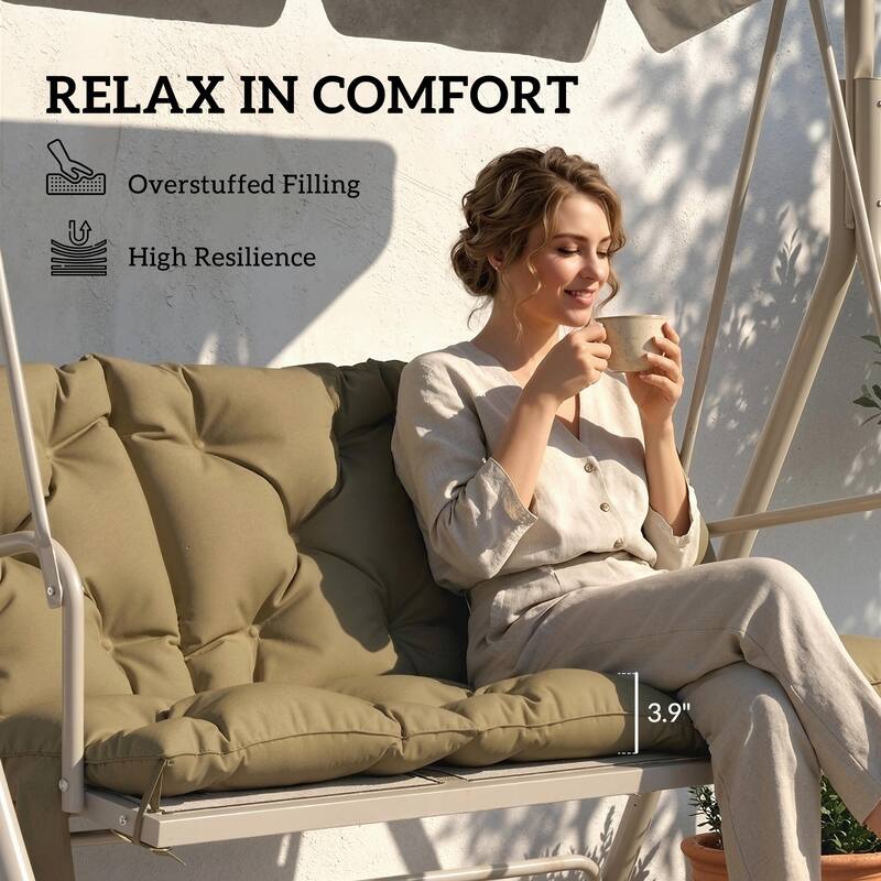 Outsunny Bench Cushion for Outdoor Furniture, 3-Seater Replacement, Outdoor Bench Cushion Tufted